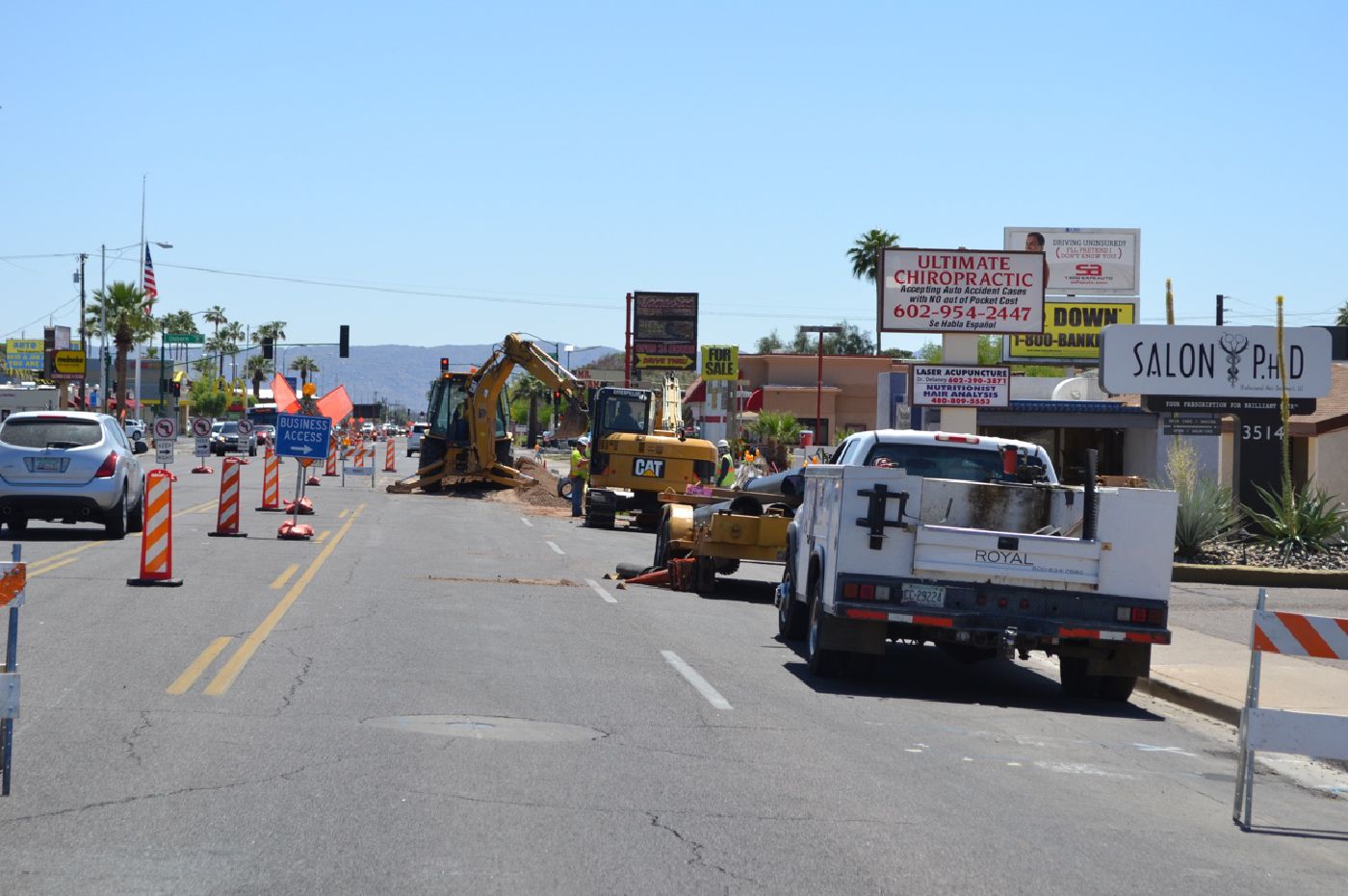 A water main installation project in progress