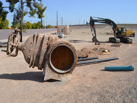 A large diameter valve removed from the system